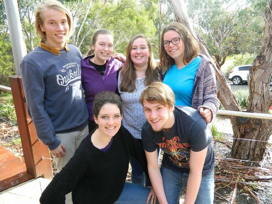 Wangaratta High School students (back) Max Dewez, Lara O'Brien, Corinne Antonoff and Darcie Pegler and (front) Stella Webster and Kye Richardson.