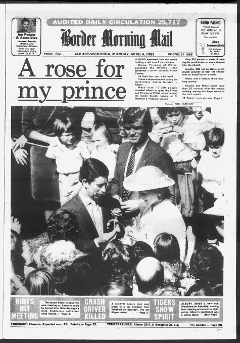 1983 - Prince Charles and Princess Diana make a royal visit to Albury.