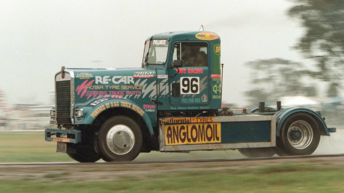 FLASHBACK: Frank Amoroso driving a Kenworth W900 during race one of the fourth round of the National Super Truck Series at Winton in 1999.