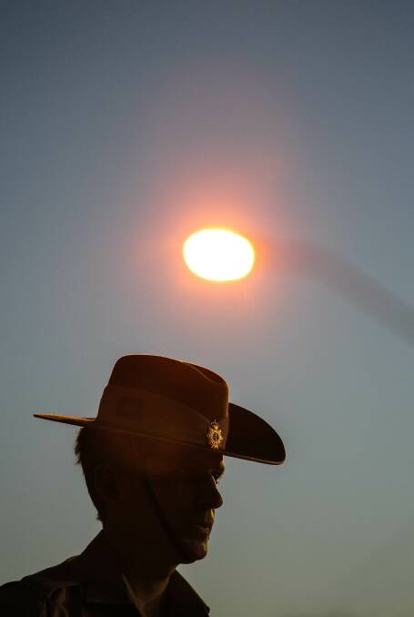  A catafalque member stands during the dawn service at Wangaratta. Picture: DYLAN ROBINSON