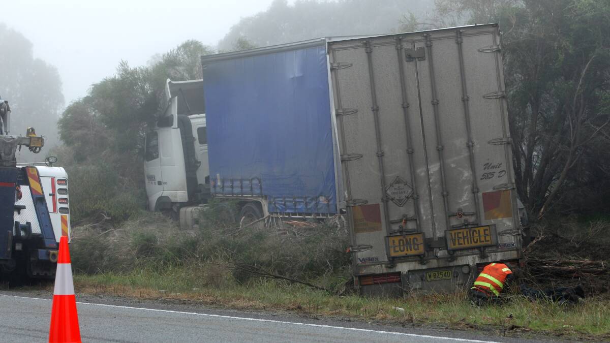 Police and heavy haulage will attempt to move the truck. Picture: MATTHEW SMITHWICK