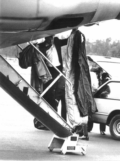 1983 - Prince Charles and Princess Diana make a royal visit to Albury. The royal couple's belongings are unloaded from the plane. 