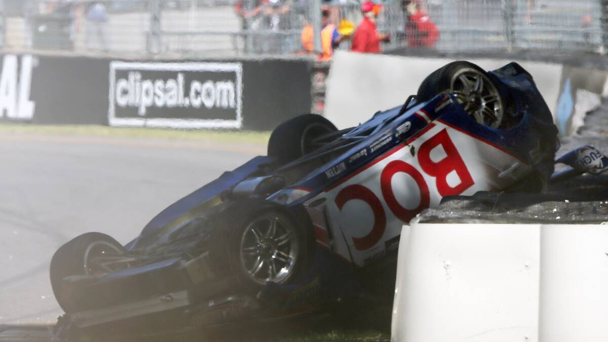 The smash that wrote-off Jason Bright's No. 8 racing car. 