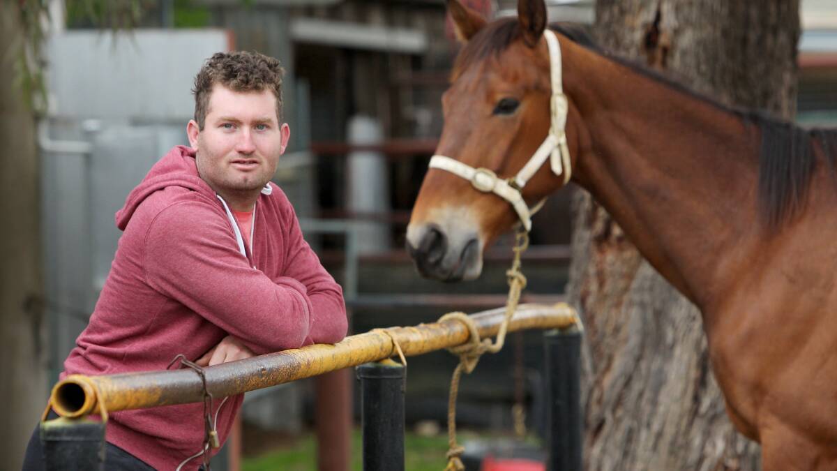 Royce Gregory-Jack at the stables at Albury Showgrounds prior to the indigenous race. Picture: MATTHEW SMITHWICK