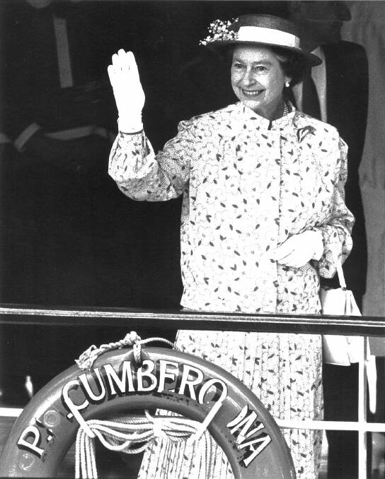 May, 1988 - Prince Philip and Queen Elizabeth II visit Albury-Wodonga. The Queen aboard the P.S Cumberoona.