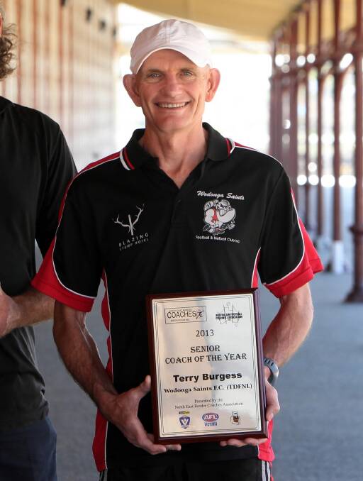 Terry Burgess received the AFL North East Border's coach of the year award. Picture: MARK JESSER