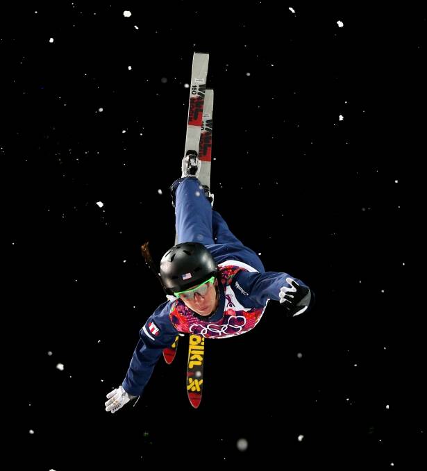 Emily Cook of the United States practices ahead of the Freestyle Skiing Ladies' Aerials Finals on day seven of the Sochi 2014 Winter Olympics. Photo by Cameron Spencer/Getty Images 