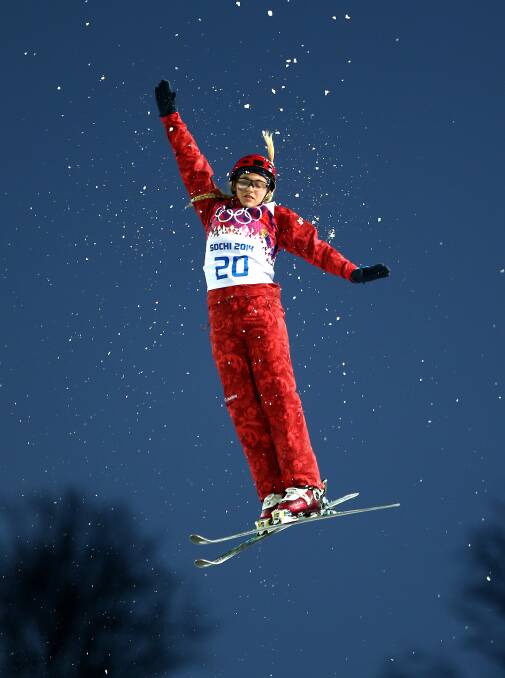  Alexandra Orlova of Russia competes in the Freestyle Skiing Ladies' Aerials Qualification on day seven of the Sochi 2014 Winter Olympics at Rosa Khutor Extreme Park. Photo by Clive Mason/Getty Images.