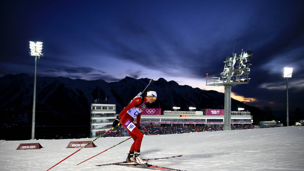 Aita Gasparin of Switzerland competes in the Women's 15 km Individual during day seven of the Sochi 2014 Winter Olympics at Laura Cross-country Ski & Biathlon Center. Photo by Richard Heathcote/Getty Images