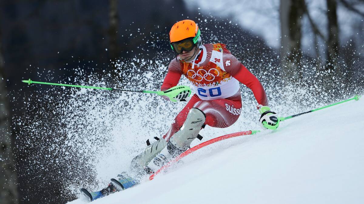 Sandro Viletta of Switzerland competes during the Alpine Skiing Men's Super Combined Downhill on day 7 of the Sochi 2014 Winter Olympics at Rosa Khutor Alpine Center. Photo by Ezra Shaw/Getty Images