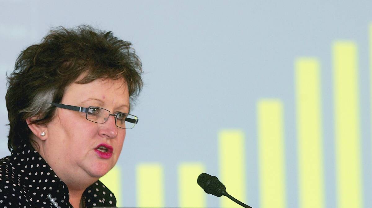 Amanda Vanstone addresses a luncheon on changes to Australia's immigration policy during her time as immigration minister in July 2005. Picture: Getty Images
