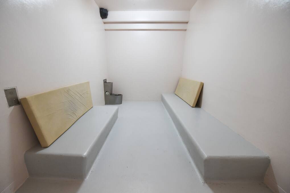 Cells at Albury Police Station, where Christopher Robert Carlson continued to rant and rave following his arrest. 