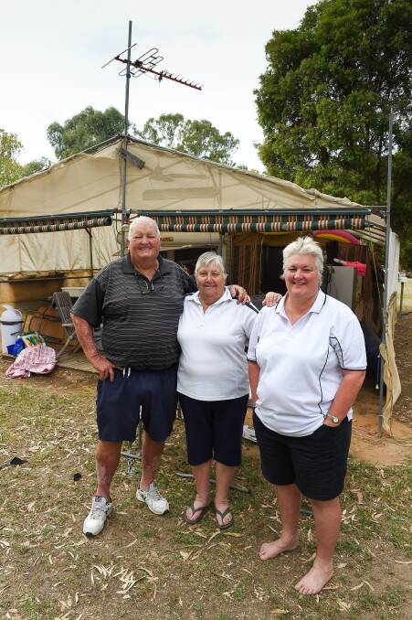 ON SITE: Ilma and Maurie Redfern, and their daughter Janny Edmanson, have been holidaying at the caravan park for decades but are concerned about the future. 