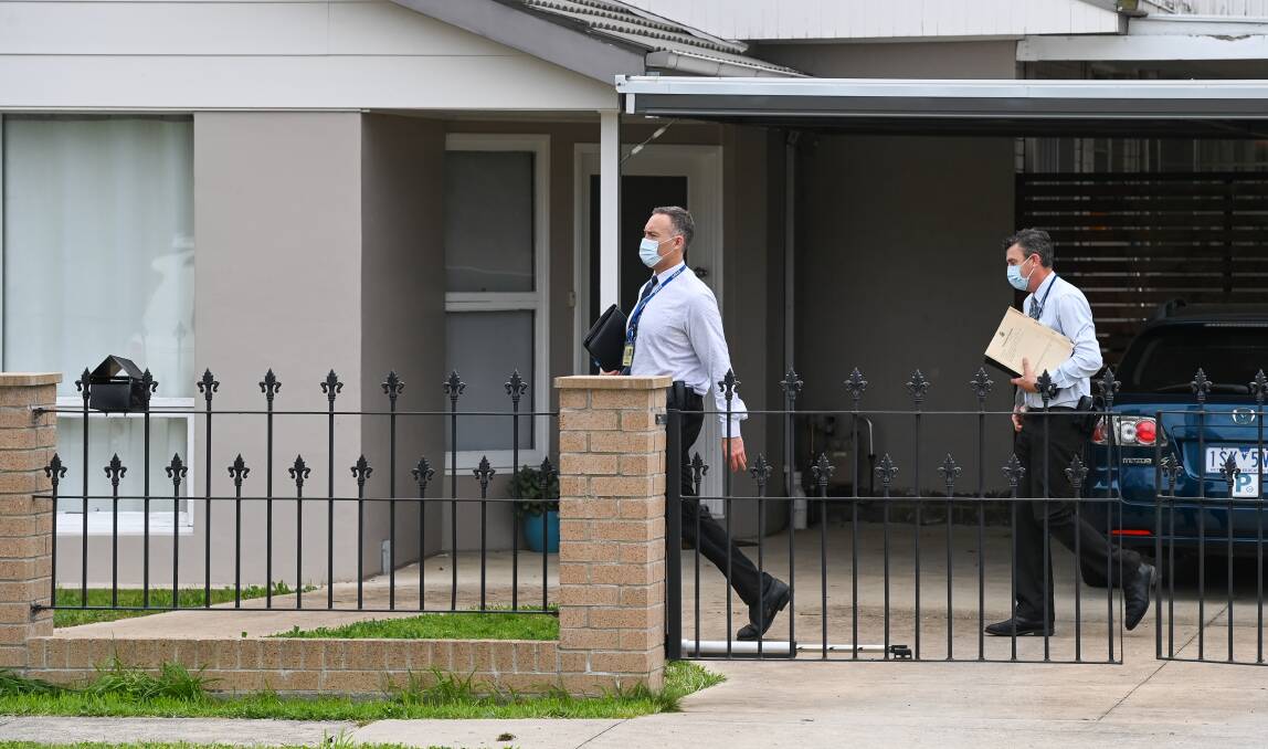 SEARCH WARRANT: Wodonga investigators outside a home in September last year. Jacob Dean Lofthouse was charged with graffiti offences, which he has admitted to. 