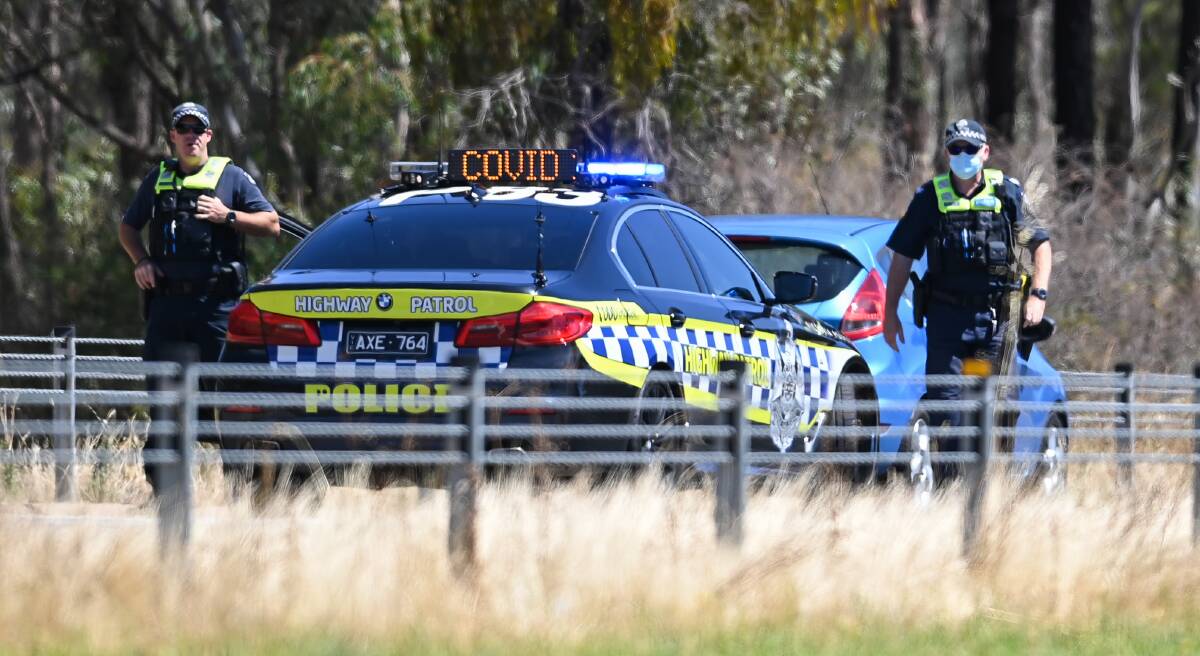 Police on the Hume Freeway. File photo