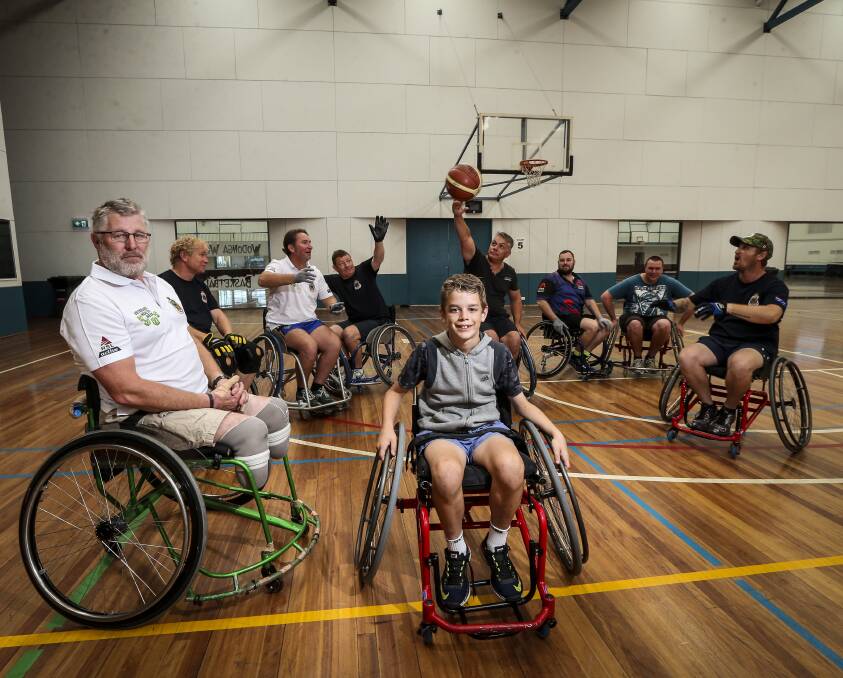 ACTIVE: Dennis Ramsay, pictured left with Jack Lockerbie, at the Wodonga Sports and Leisure Centre on Saturday. Mr Ramsay says sports helps to keep people physically and mentally fit. Picture: JAMES WILTSHIRE
