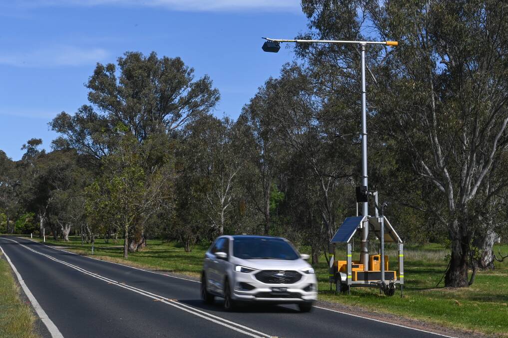 SWITCHED ON: A new mobile phone detection device, which takes photographs through cars' windscreens, was recently installed temporarily at a site in Albury. Picture: MARK JESSER