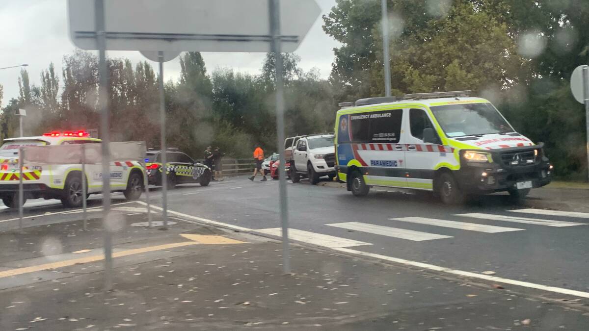 CRASH: The scene of the colllison on the Lincoln Causeway on Tuesday afternoon. 