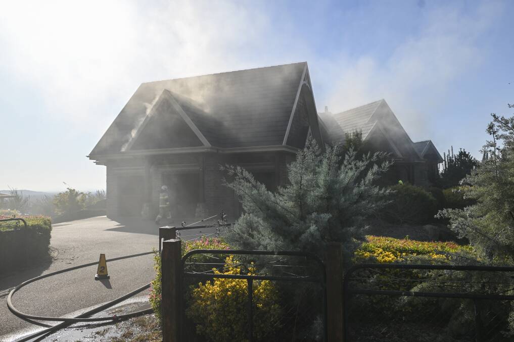 The fire at the Brewer Drive property on Friday, April 12. Picture by Mark Jesser