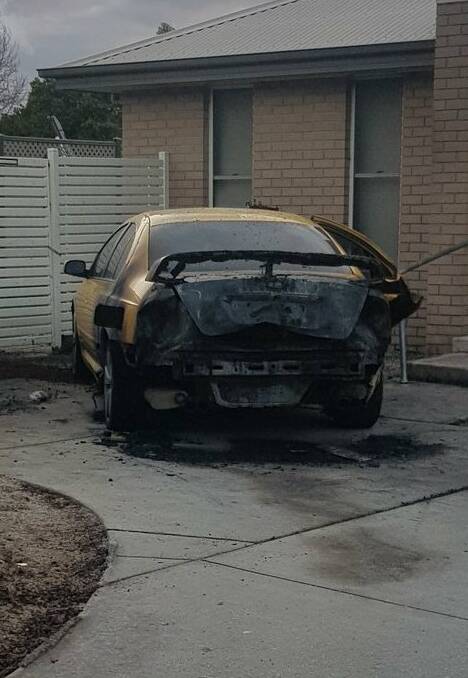 TORCHED: Clifton Causby's car was set on fire on Gilbert Street last Tuesday. 
