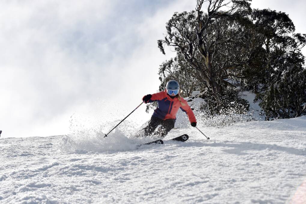 HITTING THE SLOPES: Skier Chelsea Rae makes the most of the snow at Falls Creek on Sunday with more snow due on Friday and Saturday. Picture: CHRIS HOCKING
