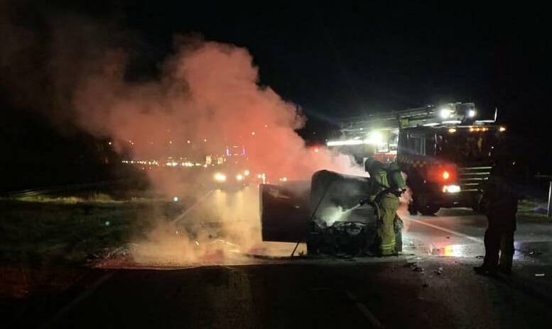 CRASH: The incident in Albury on Thursday night. 