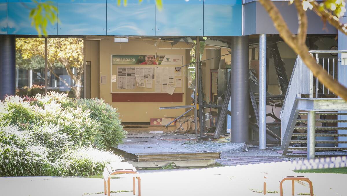 AFTERMATH: Ayden Walsh was one of two people caught on security cameras ramming the Wodonga TAFE building with a truck in mid-2019. 