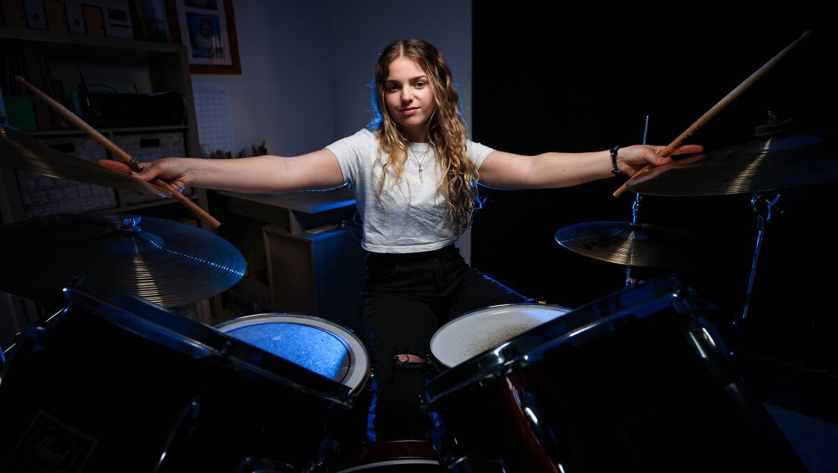 FRUSTRATED: Drummer Erin Fisher has spent all year studying music as part of her VCE, but was unable to undertake her final exam or reschedule it after attending a venue later listed as an exposure site. Picture: JAMES WILTSHIRE