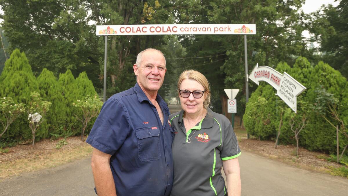 WAITING: Paul and Melissa Dally are keen to see people return to their carvan park at Colac Colac, but want to make sure it's safe for them to do so. 