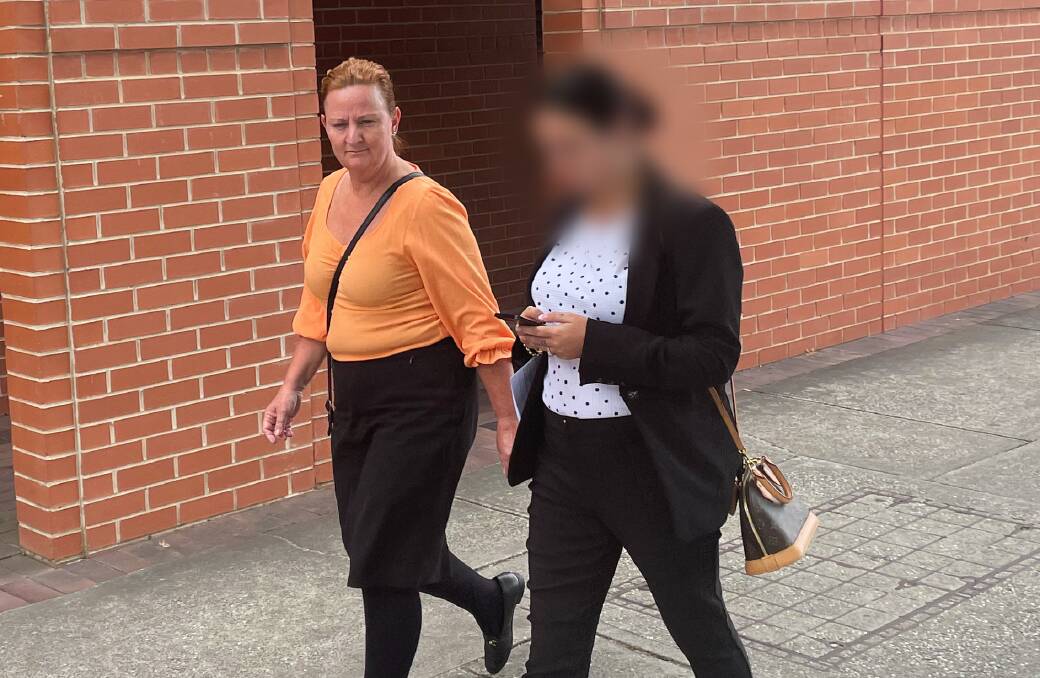 Charlene Cranshaw, right, outside Albury court on Tuesday, is accused of being an accessory to an armed robbery at Thurgoona. 