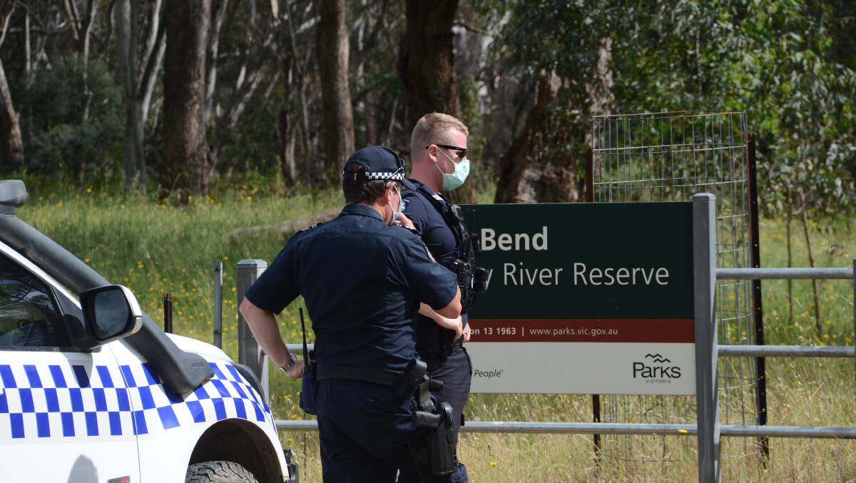SEARCH: Police at the reserve. 