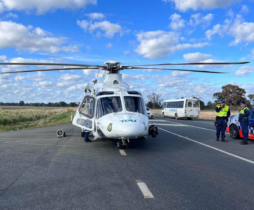 The main was airlifted to hospital in Canberra. Picture by Fire and Rescue NSW