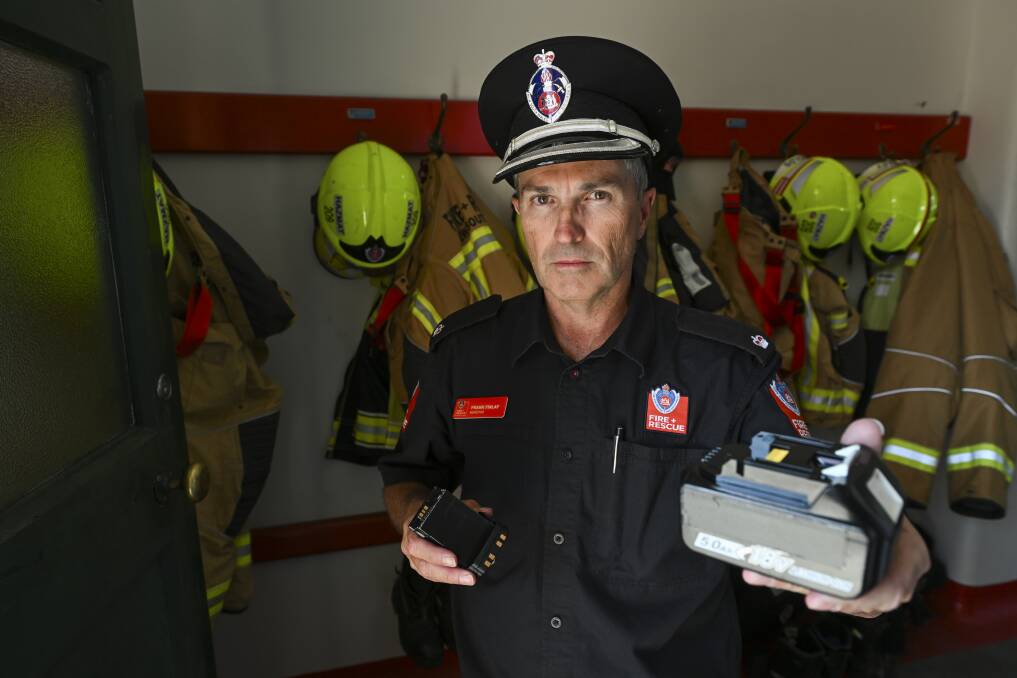 Fire and Rescue NSW Inspector Frank Finlay says there are safety steps that need to be adhered to when people charge and use lithium-ion batteries. Picture by Mark Jesser