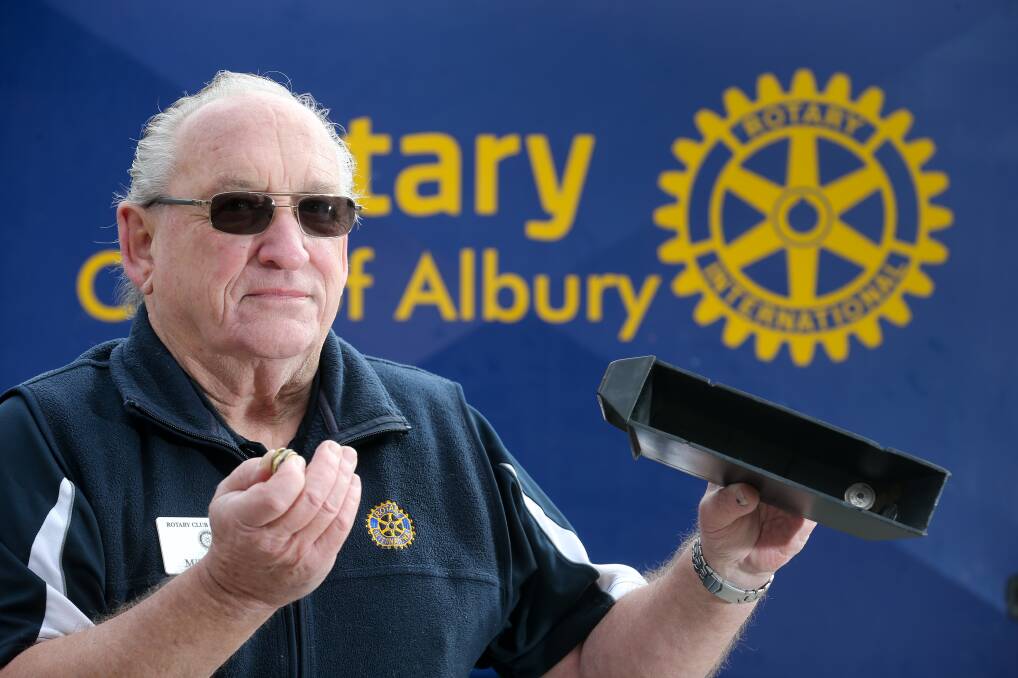 ANNOYED: Rotary Club of Albury president Mike Burke is frustrated by the theft. Picture: KYLIE ESLER 