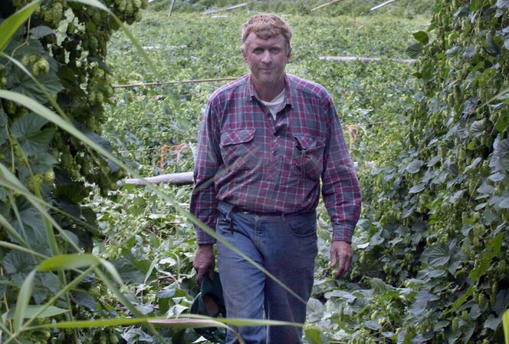 Neville Handcock, pictured at his hops farm in 2005. 