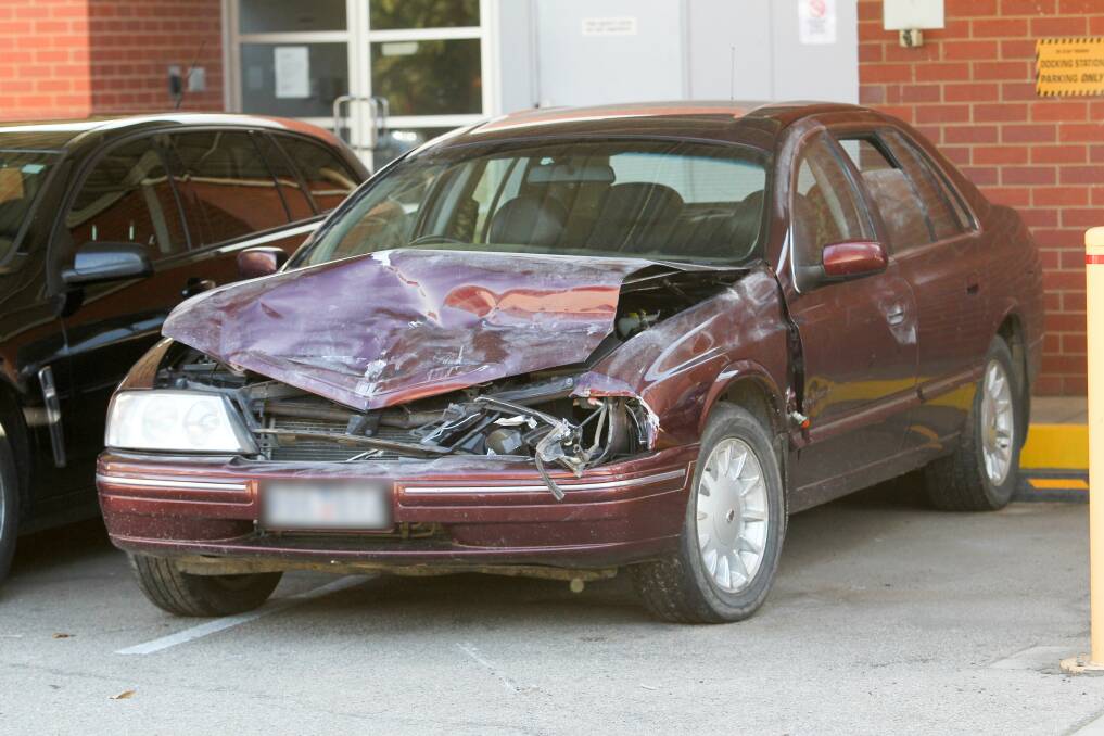 SMASHED: Hill's vehicle was badly damaged after running into the back of the victim's car. 