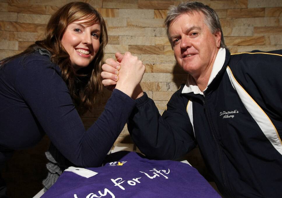FAMILY: Mr Shanahan, pictured with his daughter Clare Meagher to promote a fundraiser in support of relay for life. He has been involved in a wide range of charities. 