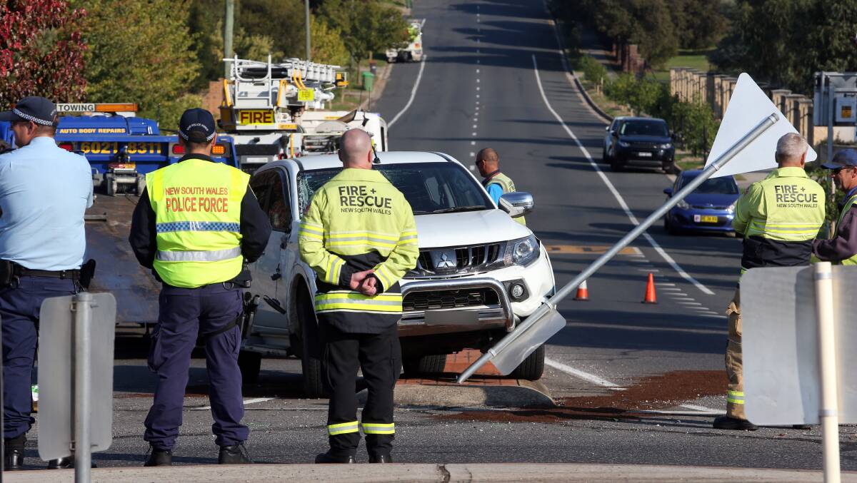 PHOTOS: Two cars have been damaged in a crash in North Albury on Thursday morning. Pictures by Blair Thomson
