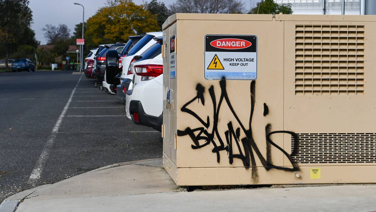 DAMAGE: Some of the tags sprayed around Wodonga last year, including one used by Jacob Dean Lofthouse. 