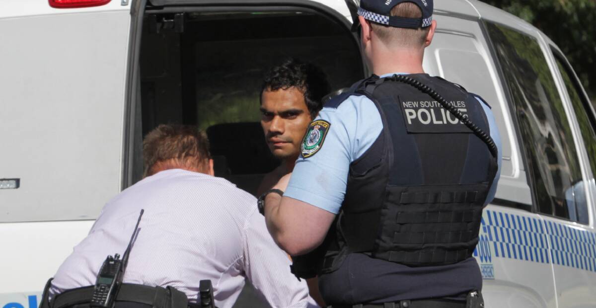 Brian Bates during a previous arrest in North Albury. File photo