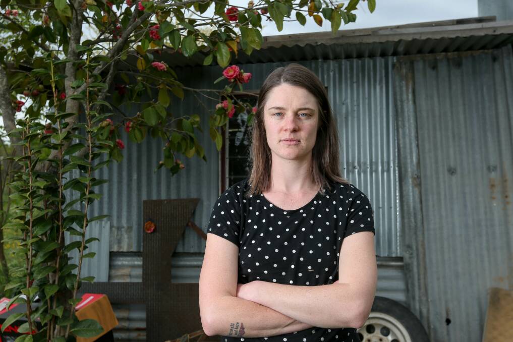 FED UP: Amy Higgins outside the shed targeted by theives on Sunday night or Monday morning. Picture: TARA TREWHELLA