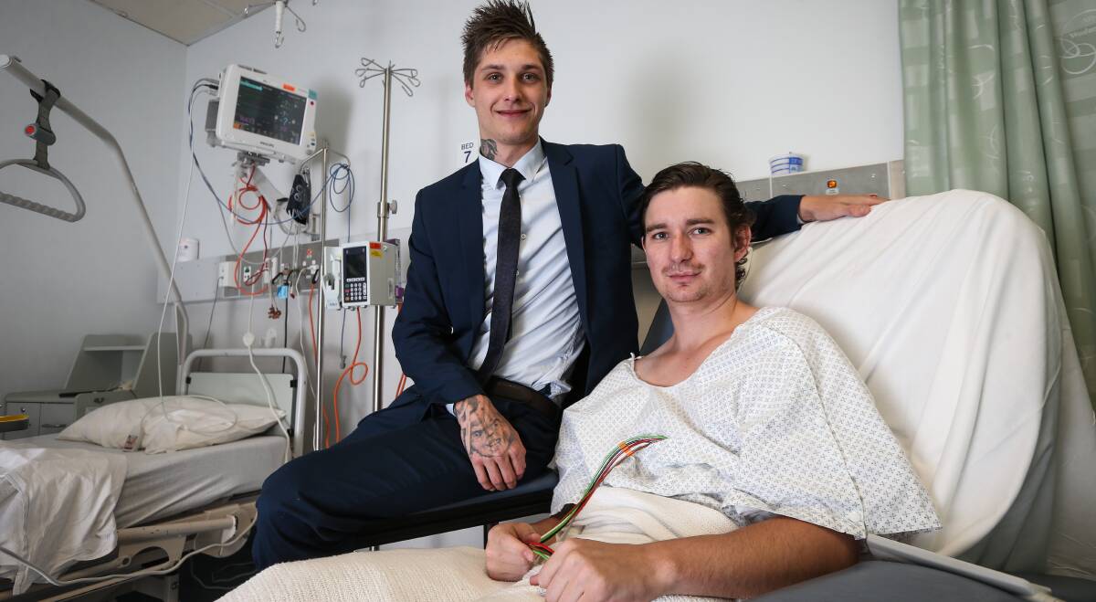 GRATEFUL: Kade Boswell has visited Daniel Ward nearly every day since he saved him from a near-drowning in Wodonga. Pictures: JAMES WILTSHIRE