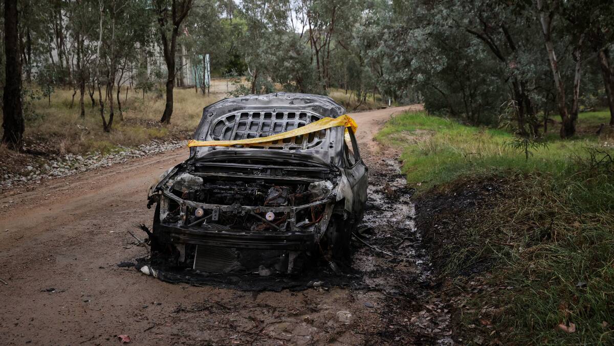 GUTTED: Meanwhile Albury fire crews also responded to a car fire at Springdale Heights on Tuesday. Picture: JAMES WILTSHIRE