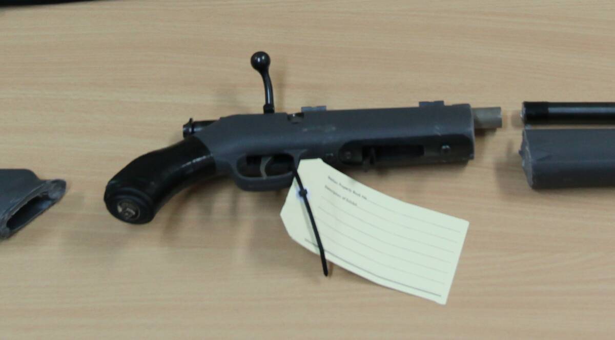 SAWN-OFF: This firearm had been shortened, with the barrel and stock cut down. 