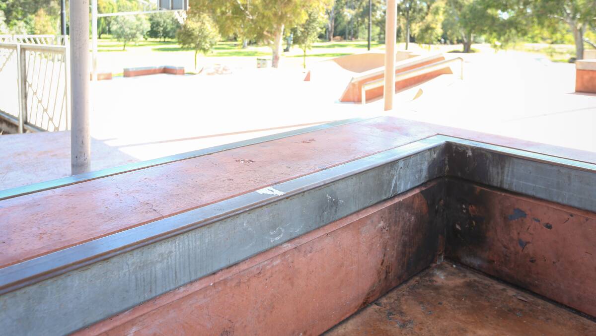 DAMAGE: Scorch marks are still visible at the Wodonga skate park off Pearce Street following the use of a sparkler bomb on Tuesday night last week.