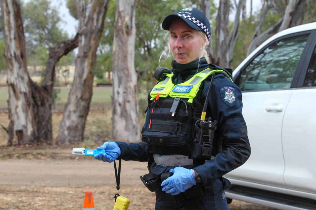 TESTING: Constable Liz McCormack at a testing site. Picture: BLAIR THOMSON
