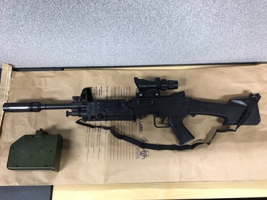 SEIZED: The gel blaster closely resembles a real weapon, leading to concerns from members of the public in Lavington. A man is facing seven gun charges.
