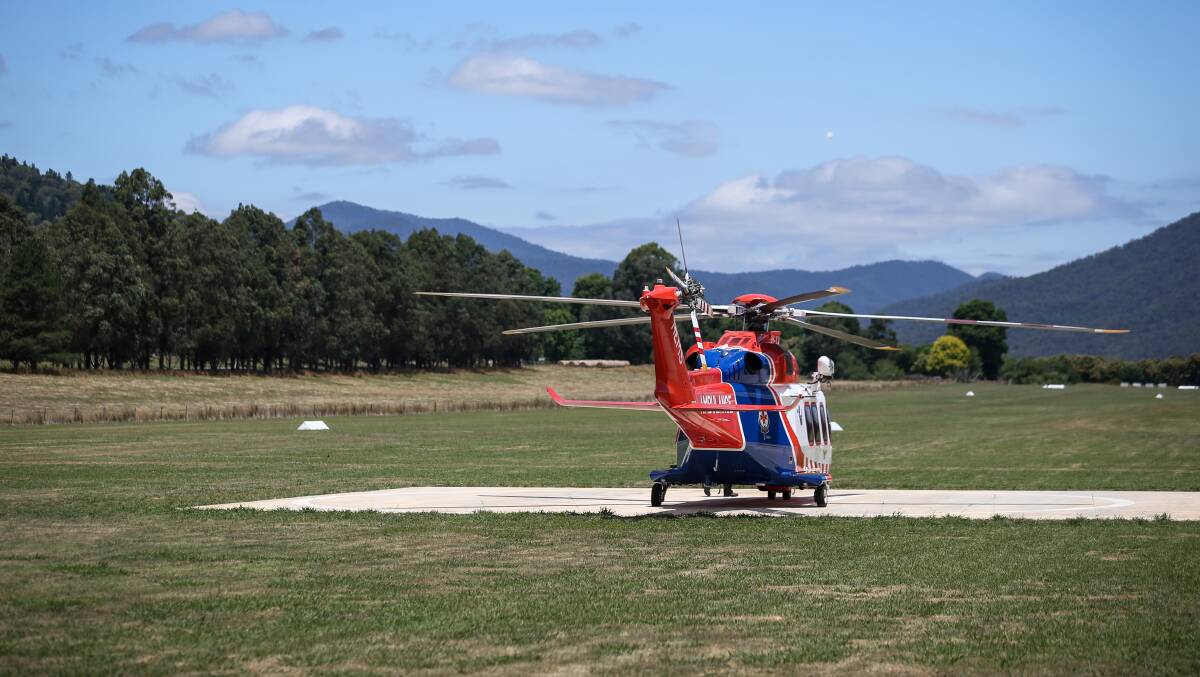 An air ambulance at the Porepunkah airfield. Picture by James Wiltshire