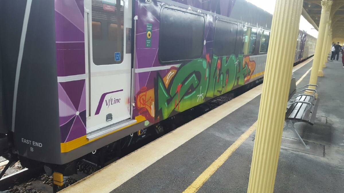 DAMAGE: The graffiti at Albury train station. 