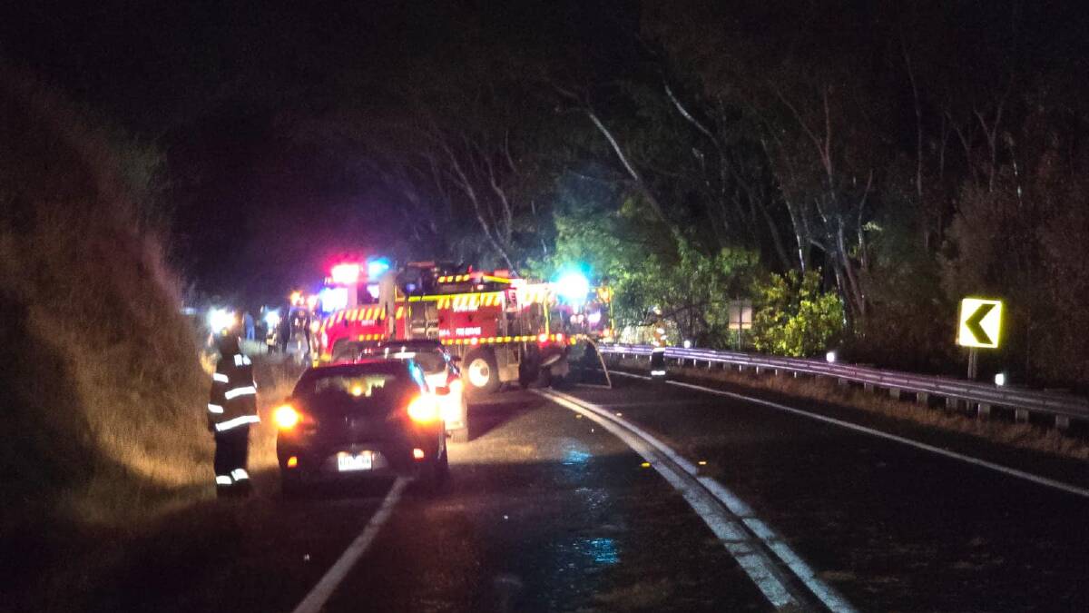 The scene of Monday's night's car rollover at Splitters Creek. Picture supplied